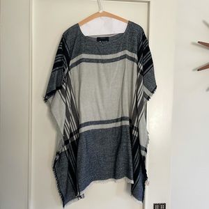 Madewell Poncho sweater OS cotton blend gray navy